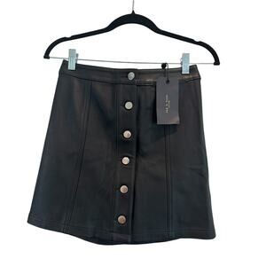Rag & Bone Rosie Black Leather Mini Skirt Size 4